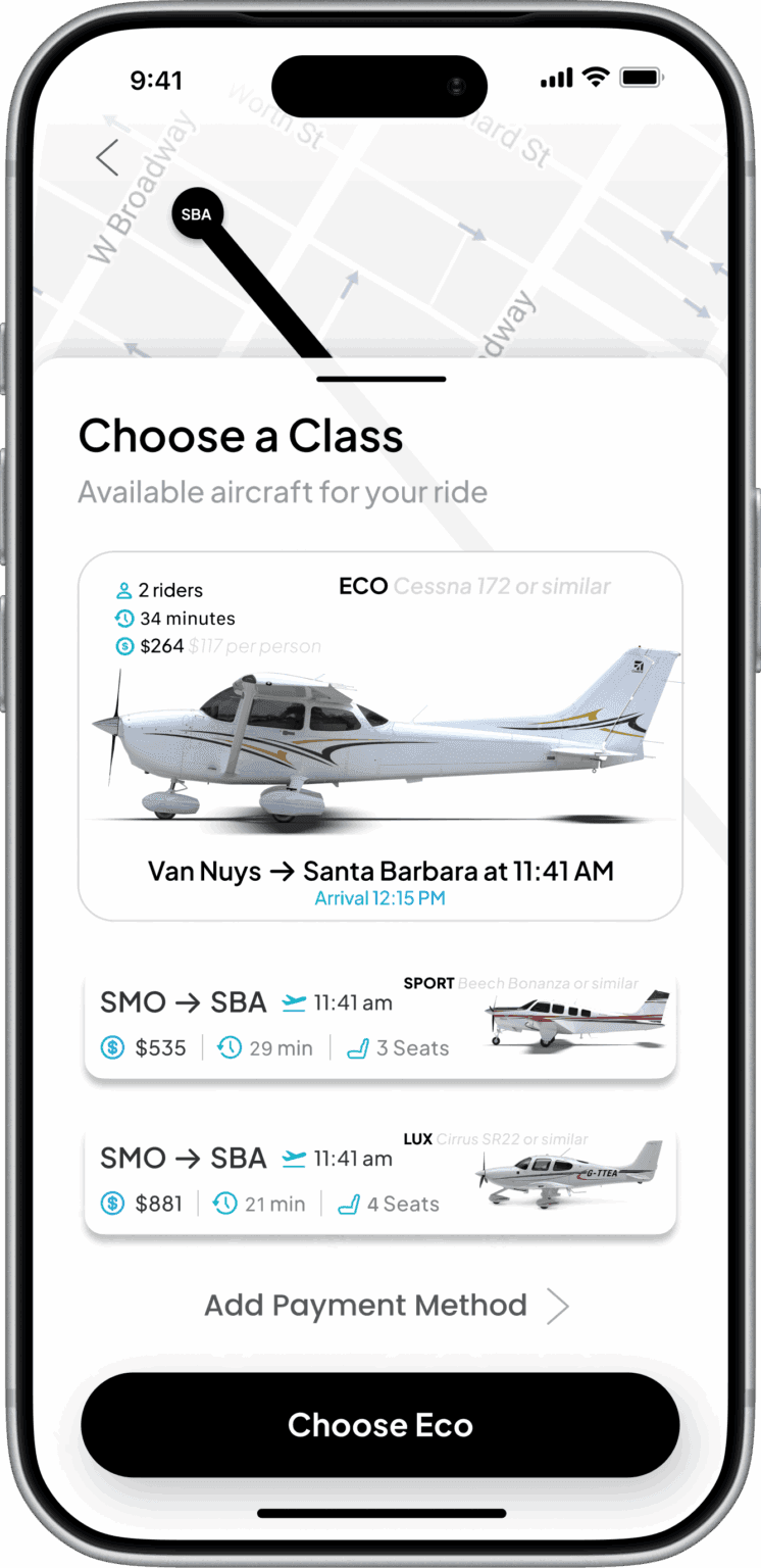 Soar app — Select aircraft